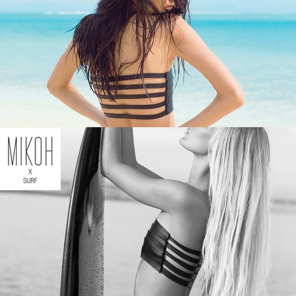 OBO.  Mikoh x Surf. Ricon Neoprene Bikini Top. Black. Size M - Picture 2 of 7